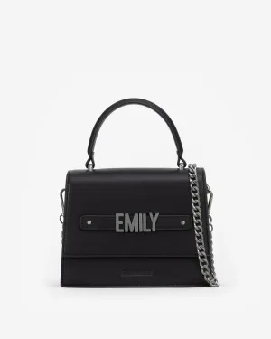 Evening Bag in Black/Gunmetal with Personalised Hardware