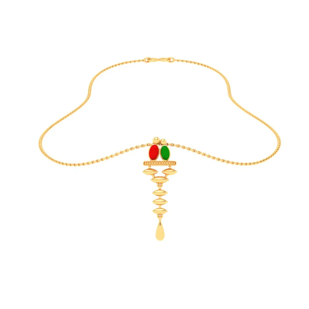 Exquisite 22k Gold Twin Birds Motif Long Dangler Pendant From Pc Chandra Jewellers