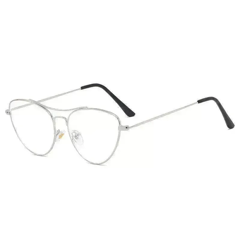Fashion Cat Eye Plain Glasses Women's Anti-blue Light