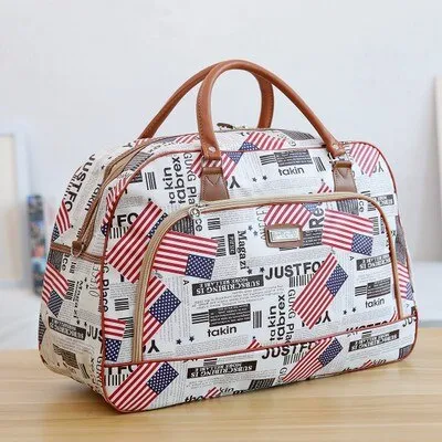 Fashion Portable Shoulder Bag Duffel Bag for Men and Women PU Leather Printed Waterproof Printed Travel Bag Multifunction bag