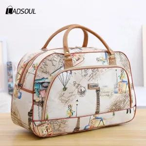 Fashion Portable Shoulder Bag Duffel Bag for Men and Women PU Leather Printed Waterproof Printed Travel Bag Multifunction bag