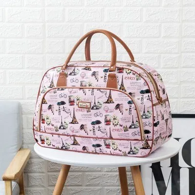 Fashion Portable Shoulder Bag Duffel Bag for Men and Women PU Leather Printed Waterproof Printed Travel Bag Multifunction bag