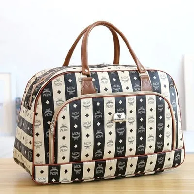 Fashion Portable Shoulder Bag Duffel Bag for Men and Women PU Leather Printed Waterproof Printed Travel Bag Multifunction bag