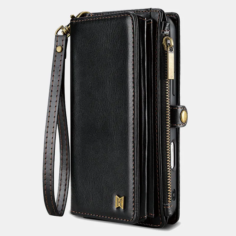 Faux Leather Phone Wallet Case Clutch for iPhone with Wrist Strap