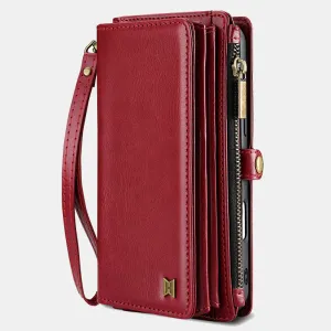 Faux Leather Phone Wallet Case Clutch for iPhone with Wrist Strap
