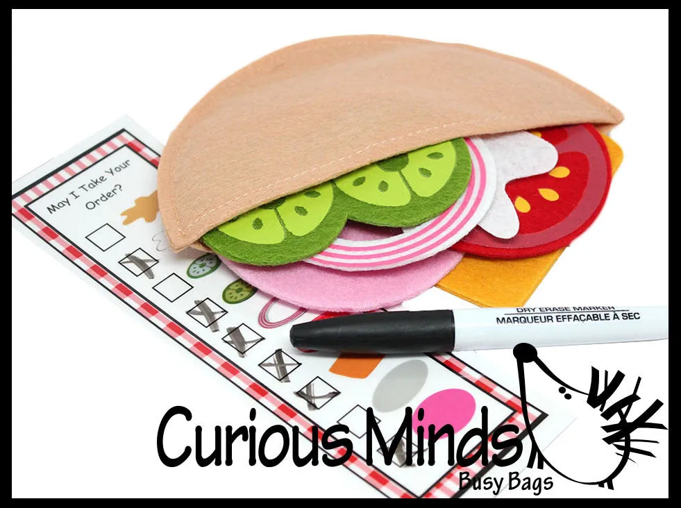 Felt Food Sandwich Shop Busy Bag - Preschool Quiet Activity - Montessori Practical life - Pretend Play - Play Food