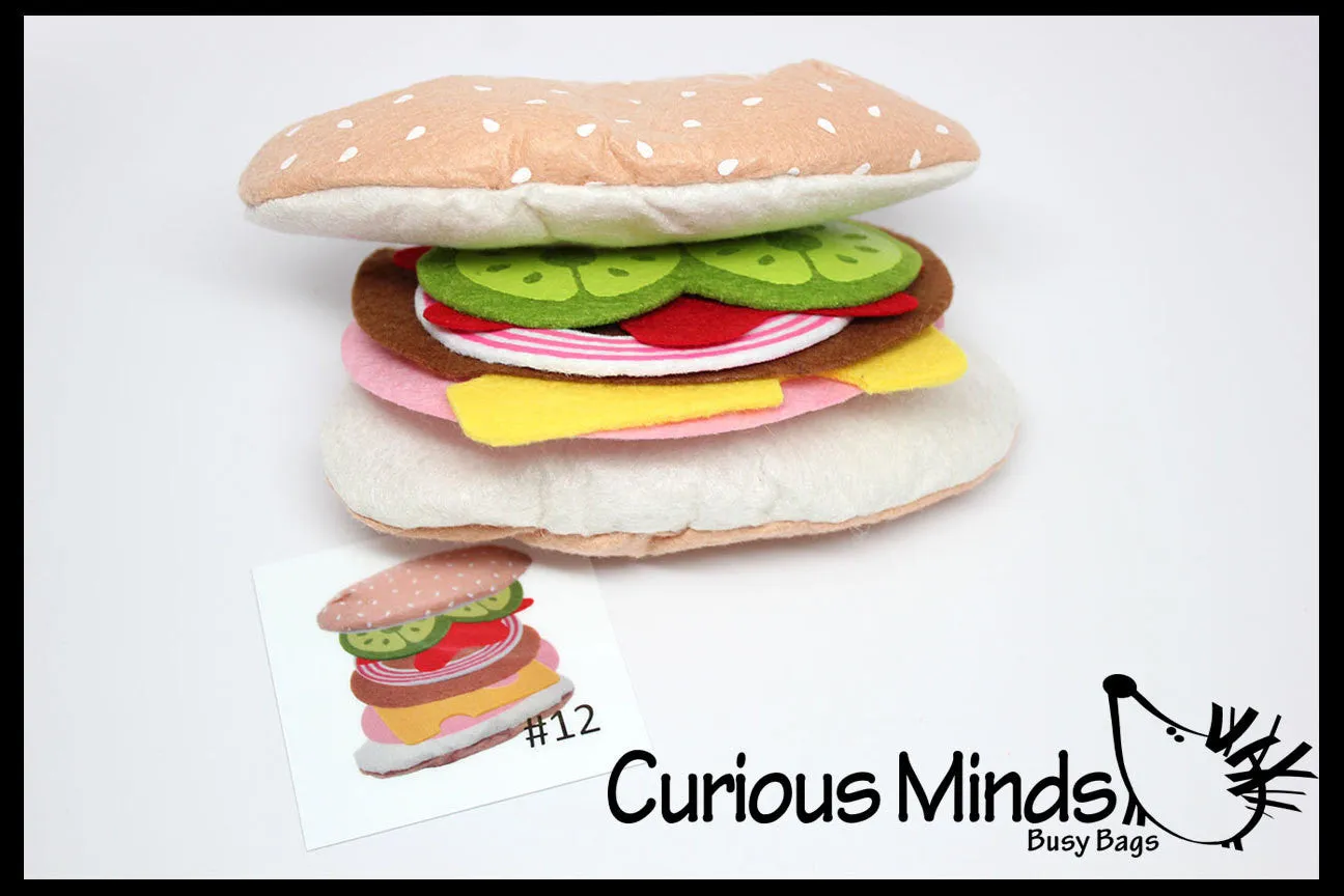 Felt Food Sandwich Shop Busy Bag - Preschool Quiet Activity - Montessori Practical life - Pretend Play - Play Food