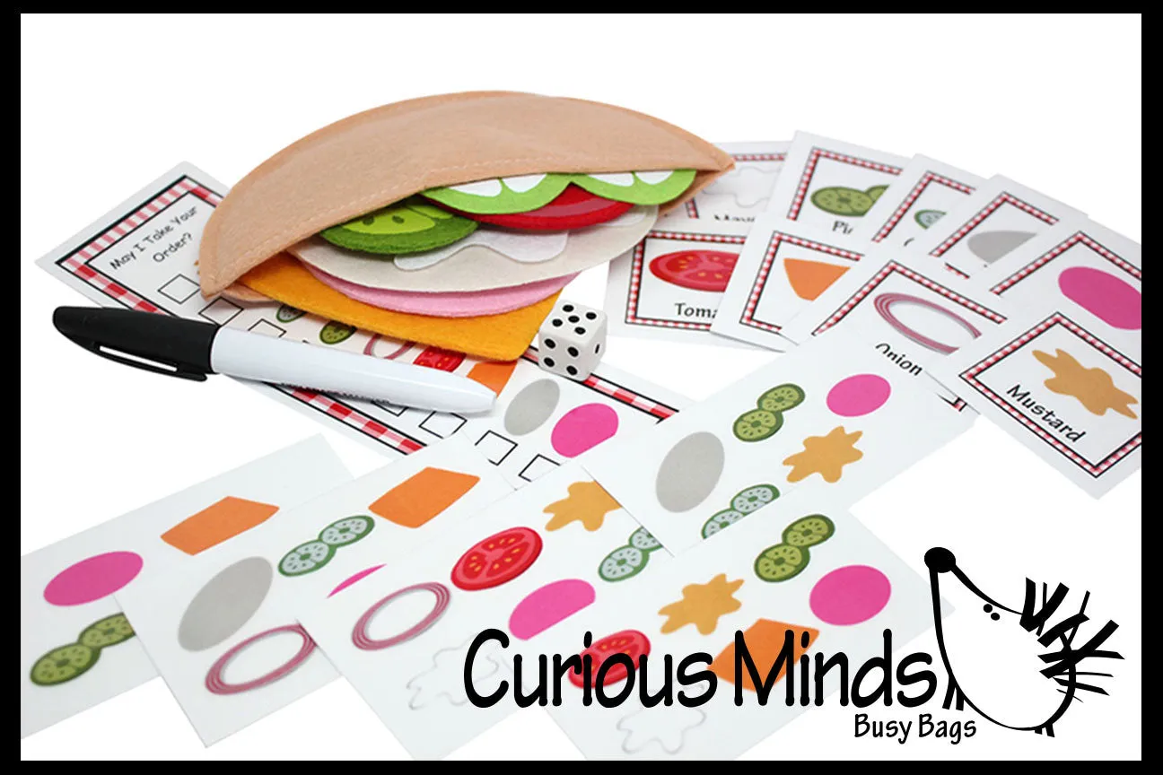 Felt Food Sandwich Shop Busy Bag - Preschool Quiet Activity - Montessori Practical life - Pretend Play - Play Food