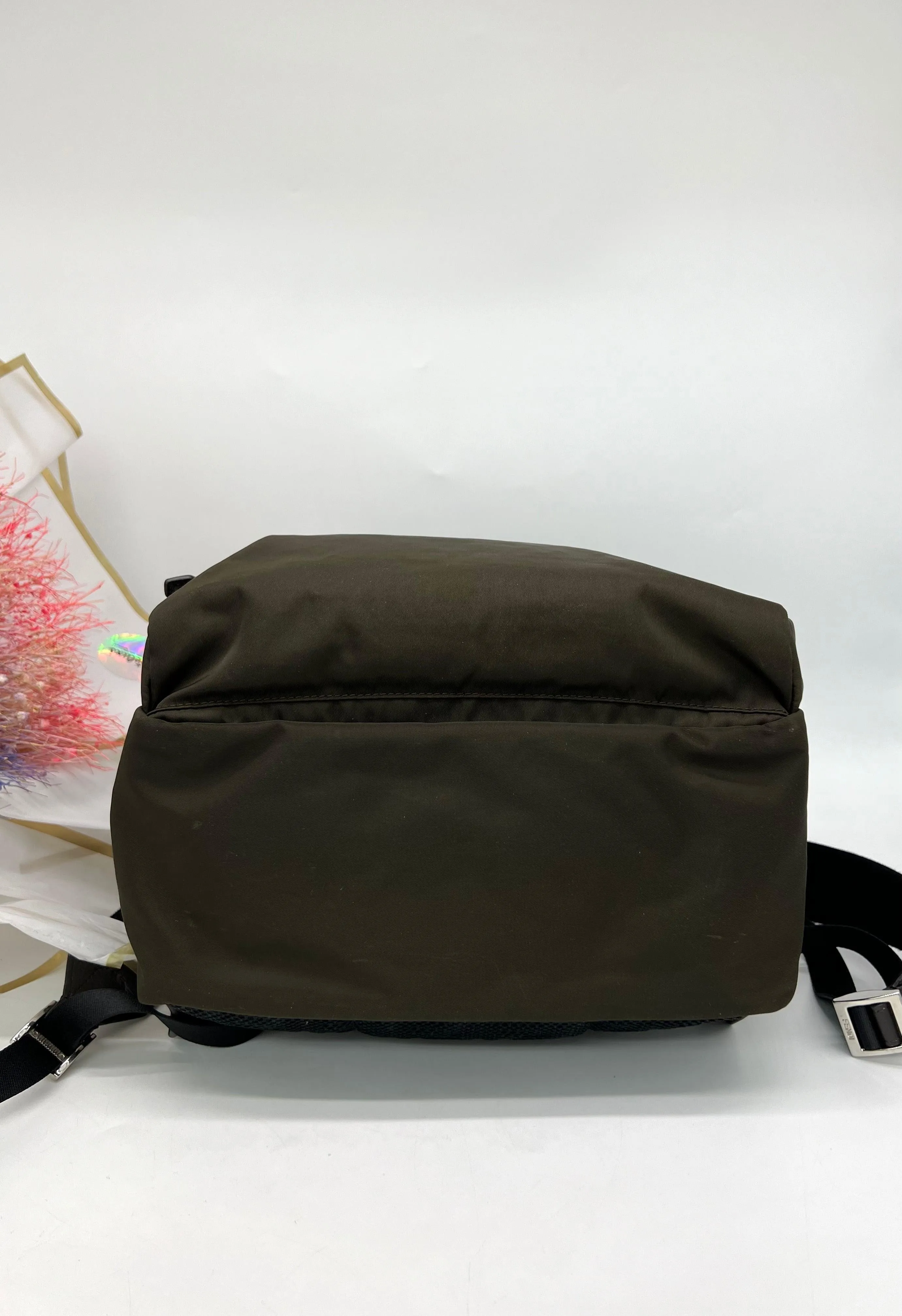 FENDI Econyl Nylon Cuoio Roma Medium Fendiness Backpack Ebano
