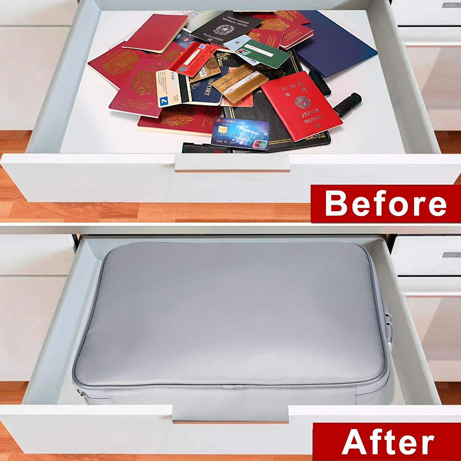 Fireproof document bag with lock 2in 1