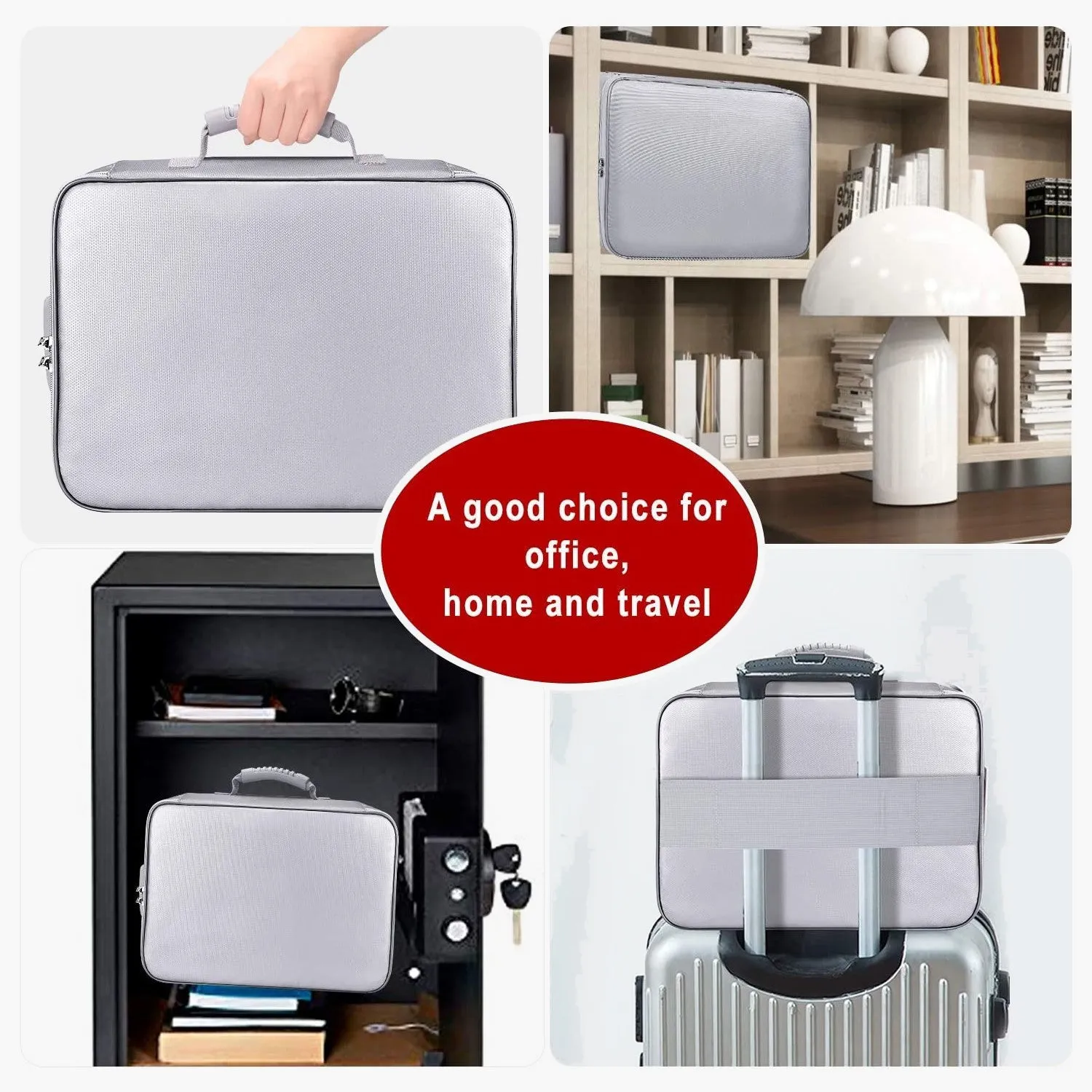 Fireproof document bag with lock 2in 1