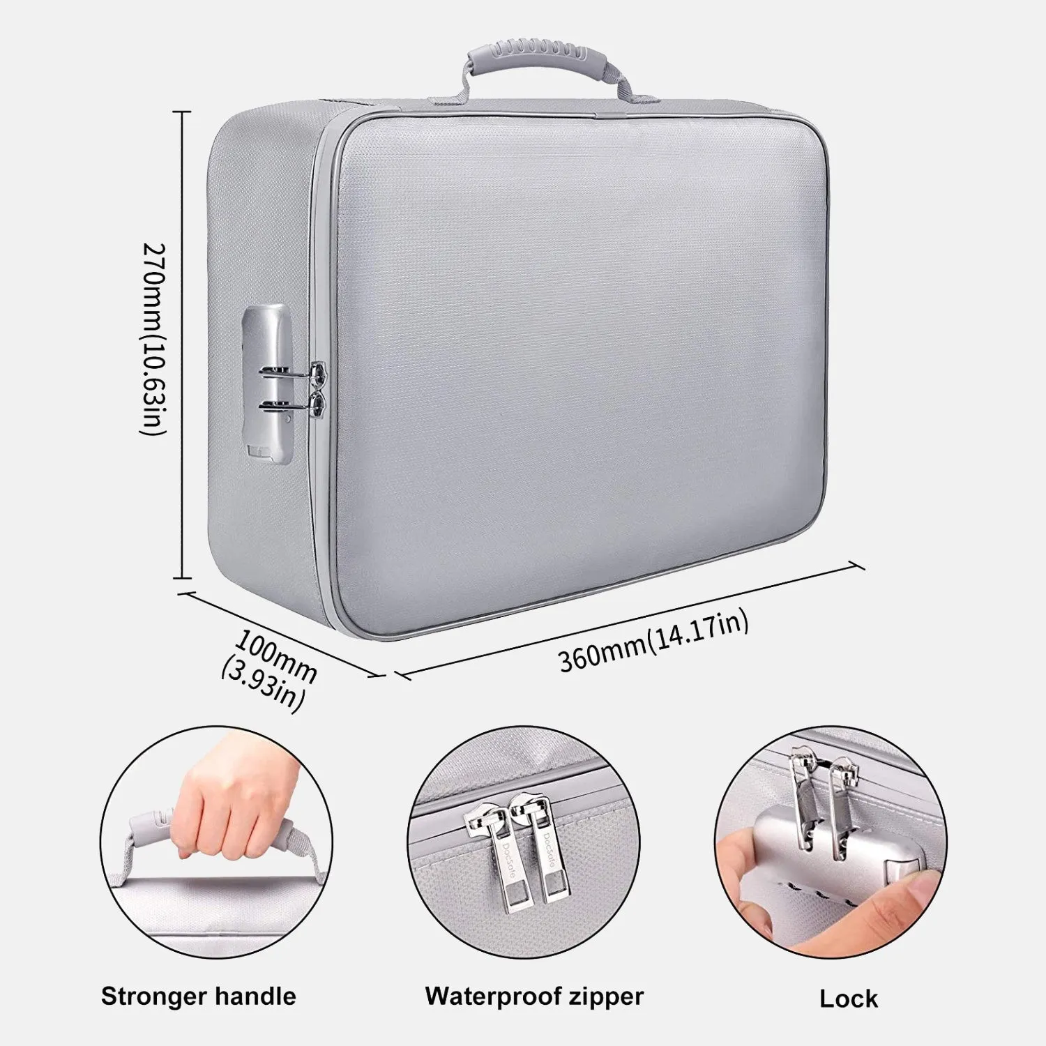Fireproof document bag with lock 2in 1