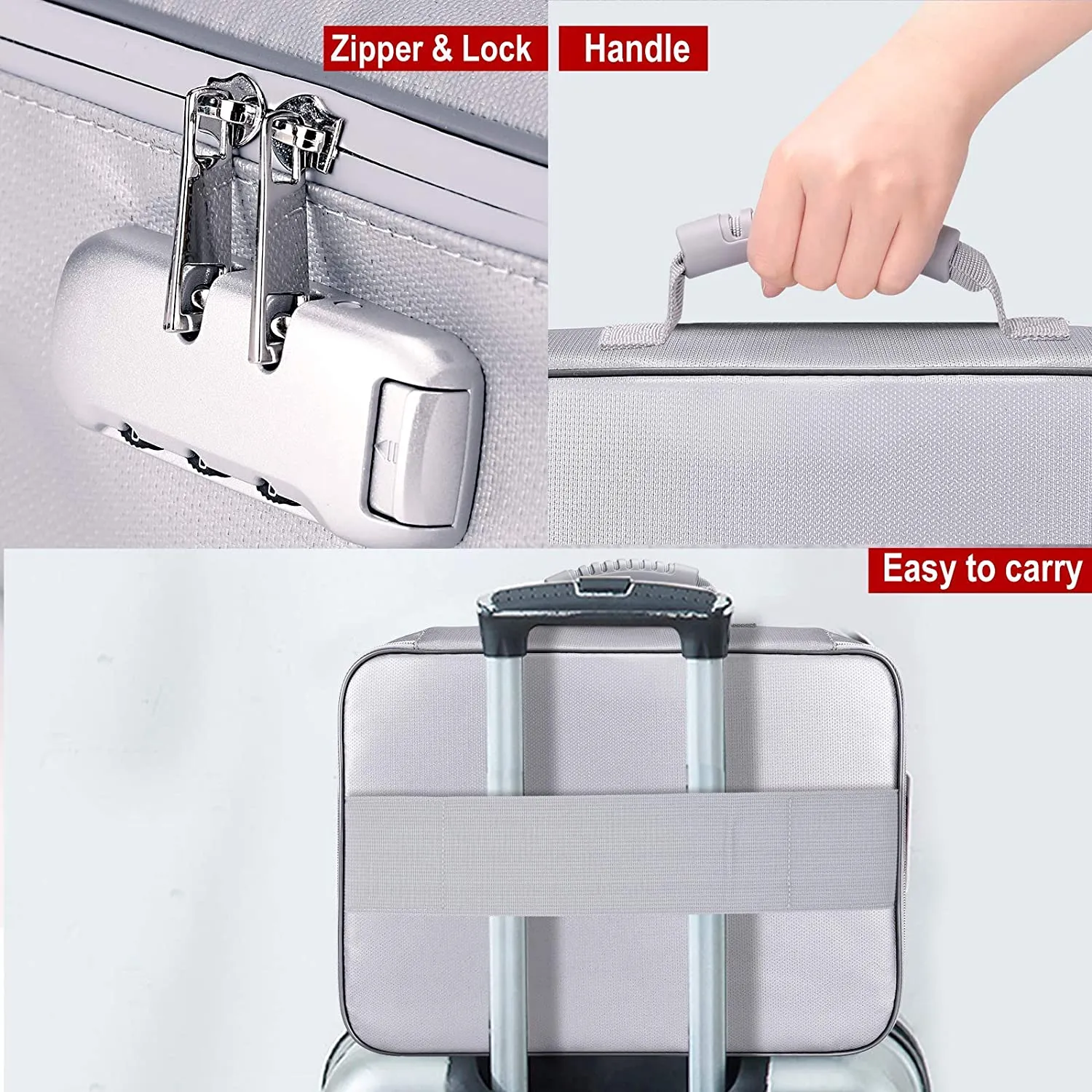 Fireproof document bag with lock 2in 1