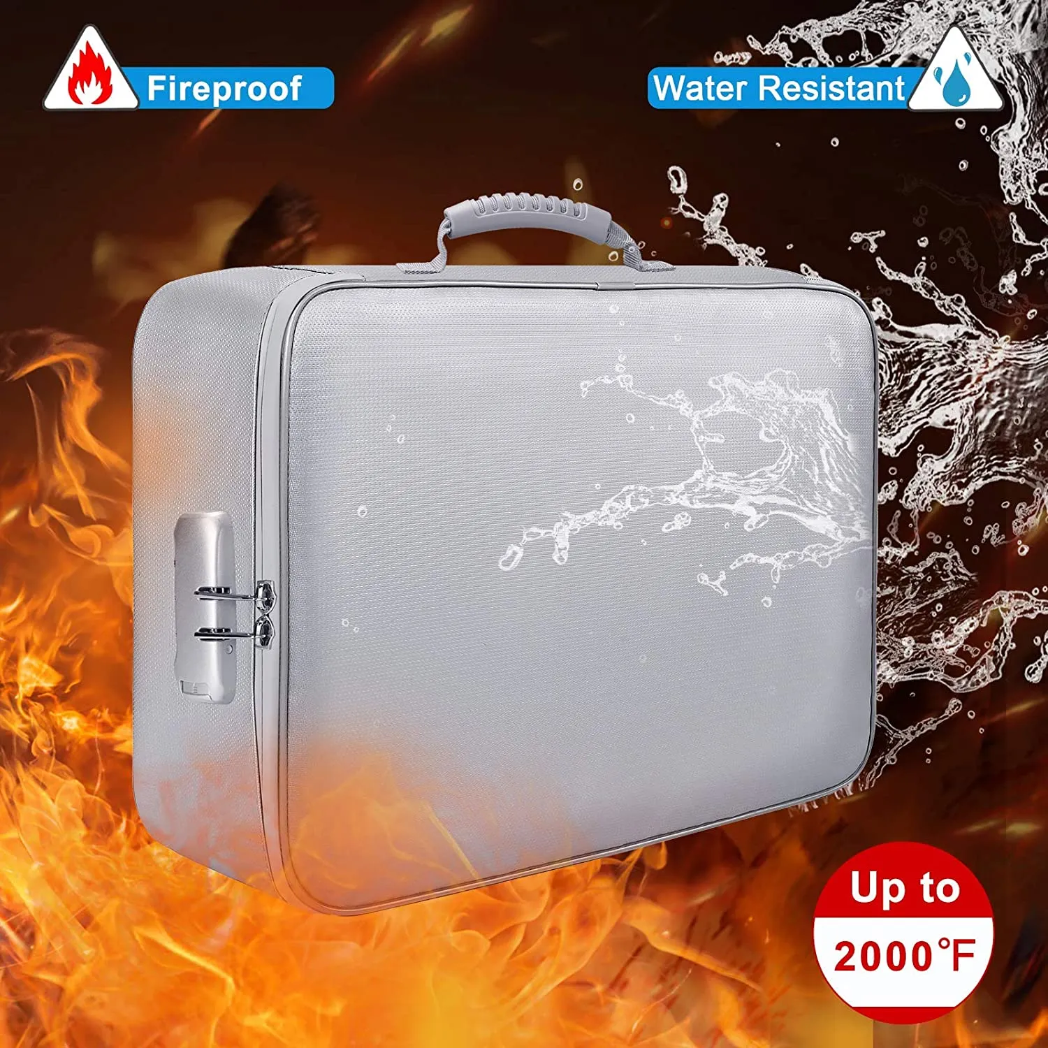 Fireproof document bag with lock 2in 1