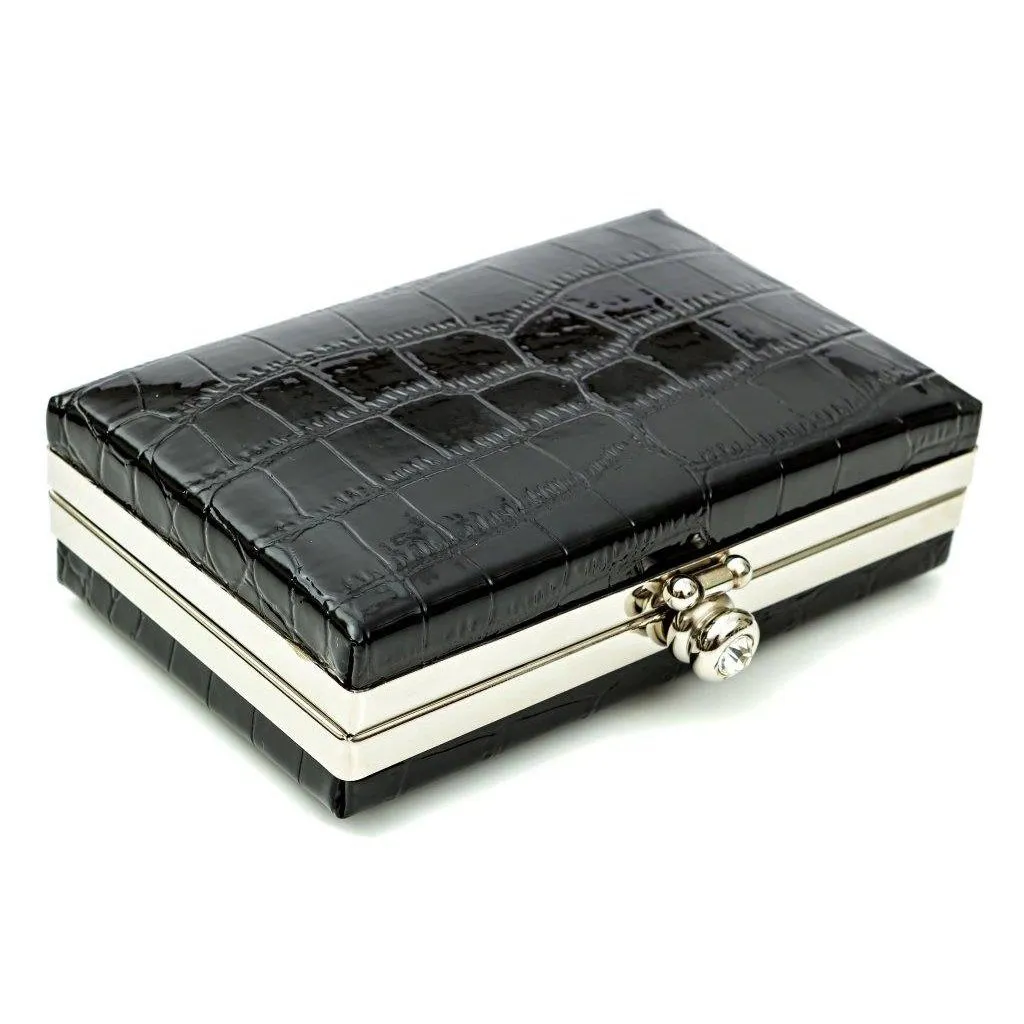 Glambag Shiny Exotic Croc Frame Clutch