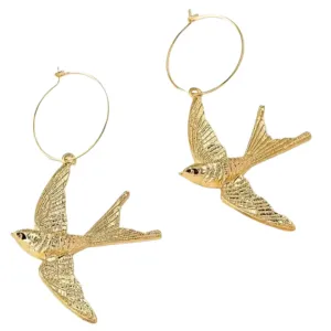 Gold Bird Dangle Earrings
