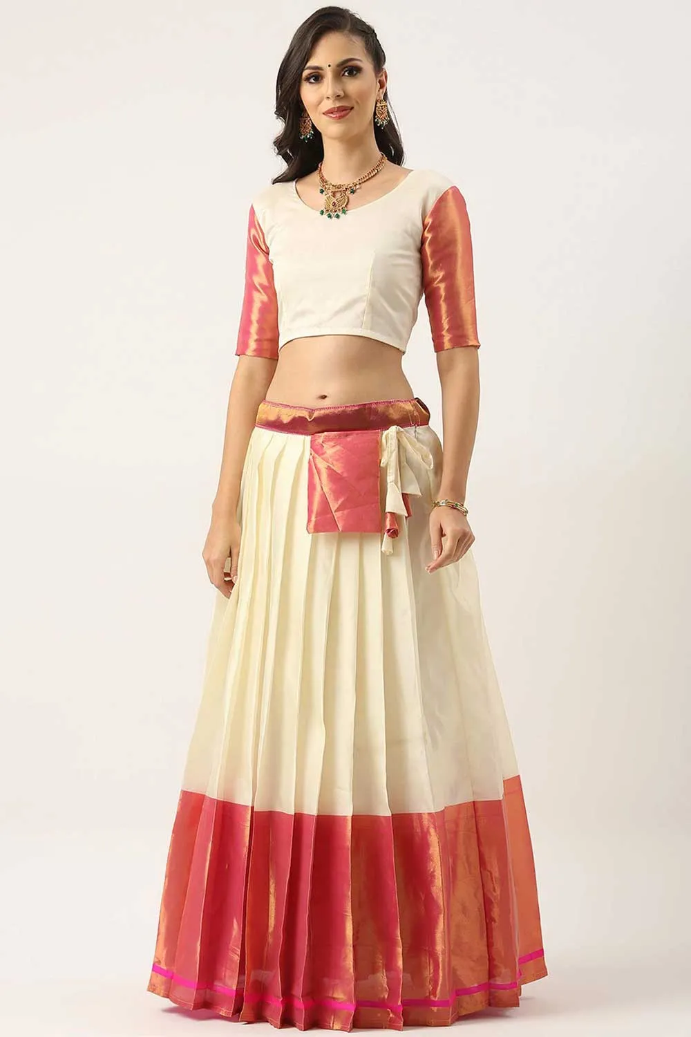 Gorgeous Art Silk Fabric White Color Plain Lehenga Choli