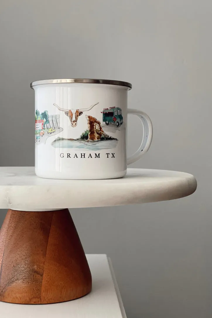 Graham, TX Enamel Mug