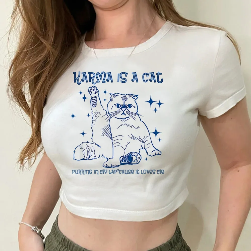 Graphic Cat Stylish White Tee