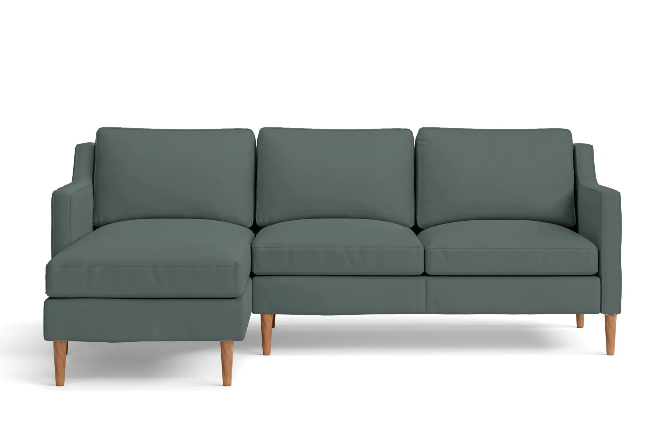 Greco 3 Seater Left Hand Facing Chaise Lounge Corner Sofa Dusky Turquoise Leather