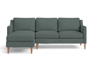 Greco 3 Seater Left Hand Facing Chaise Lounge Corner Sofa Dusky Turquoise Leather