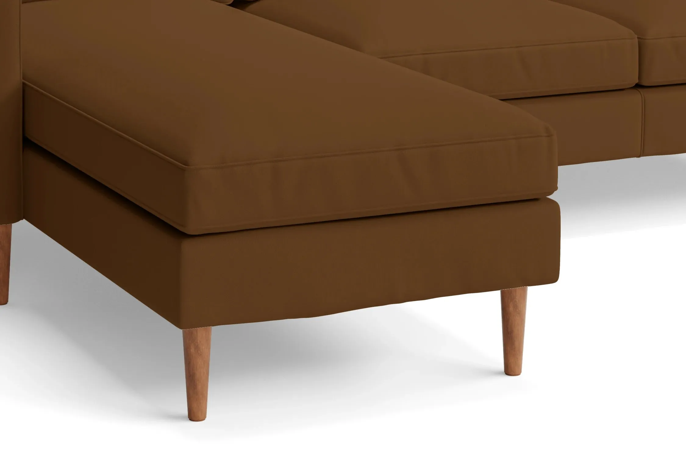 Greco 3 Seater Left Hand Facing Chaise Lounge Corner Sofa Walnut Brown Leather
