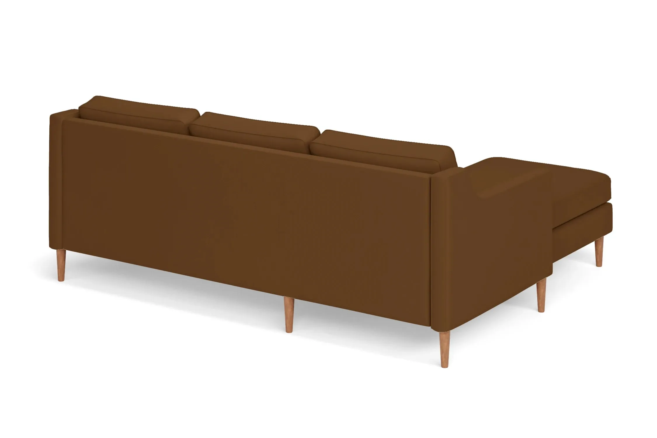Greco 3 Seater Left Hand Facing Chaise Lounge Corner Sofa Walnut Brown Leather