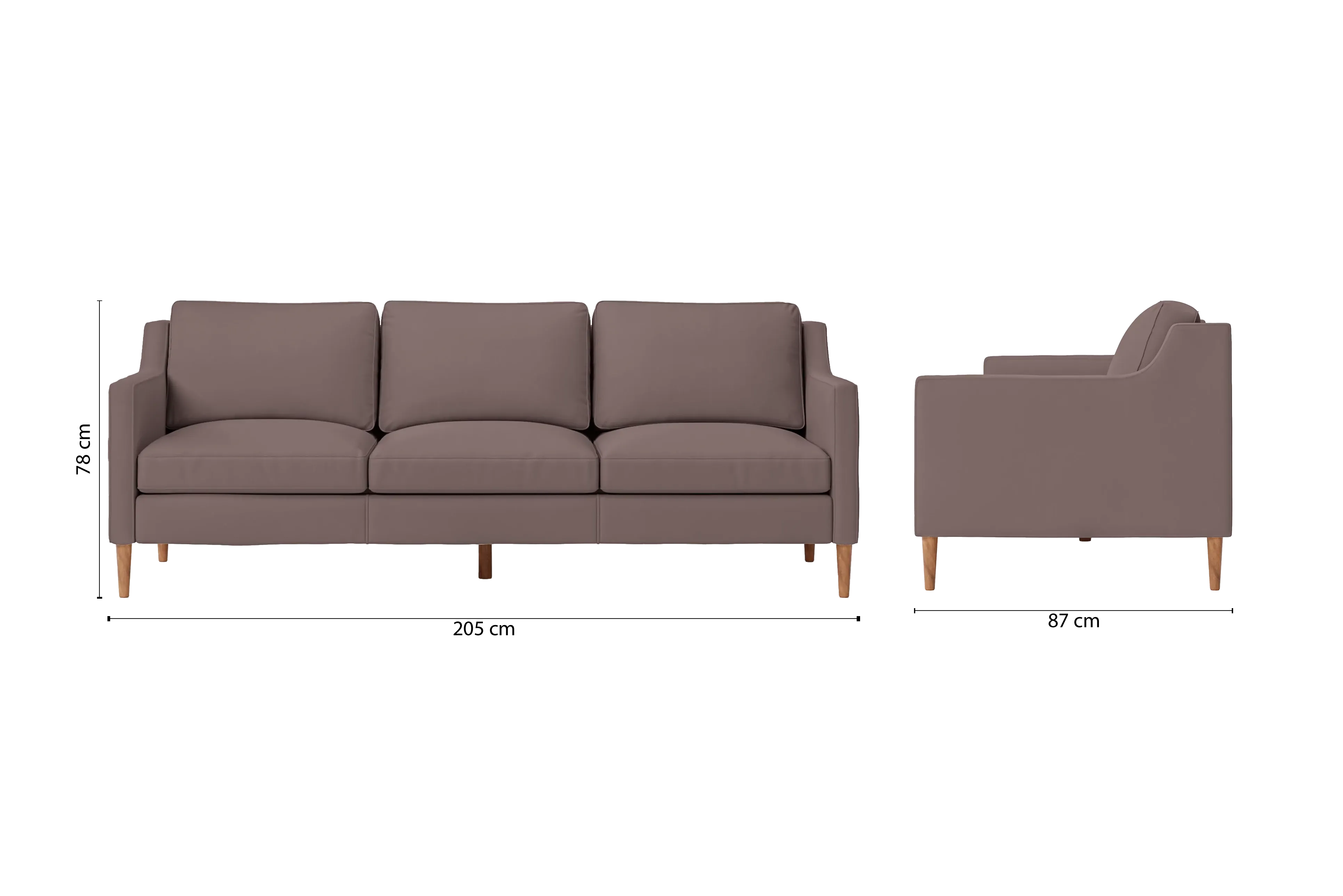 Greco 3 Seater Sofa Rose Taupe Leather