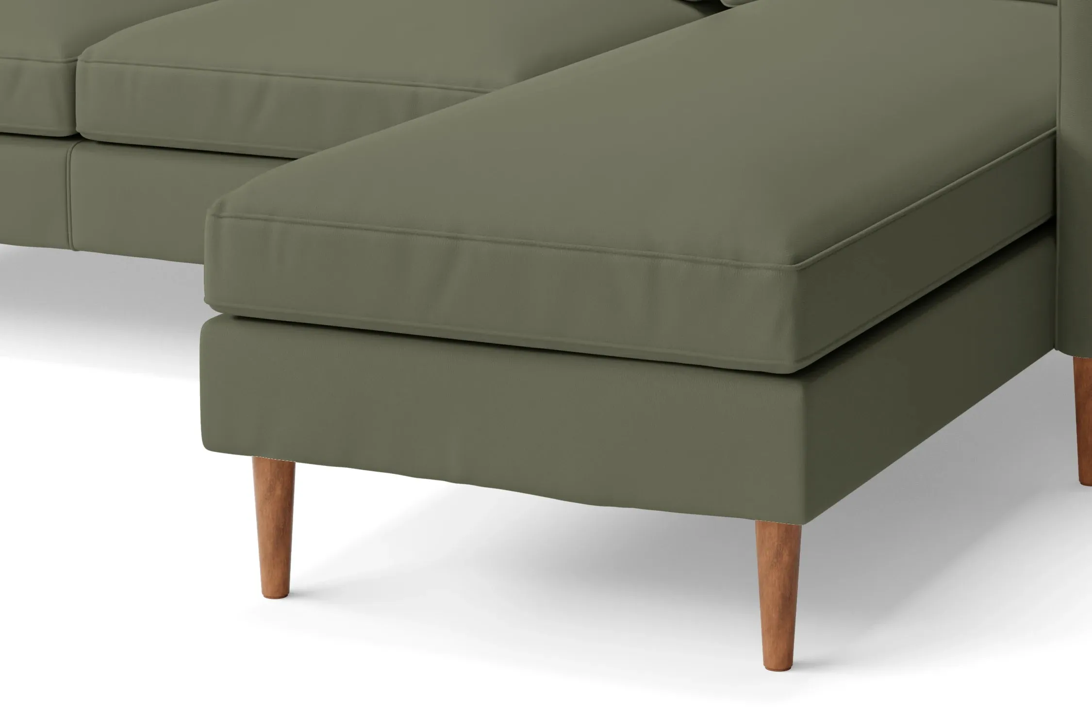 Greco 4 Seater Right Hand Facing Chaise Lounge Corner Sofa Sage Leather