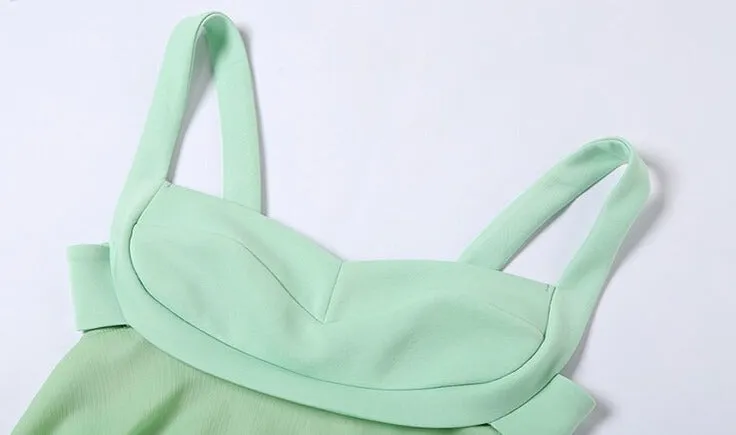 Green Frill Stylish Mini Dress