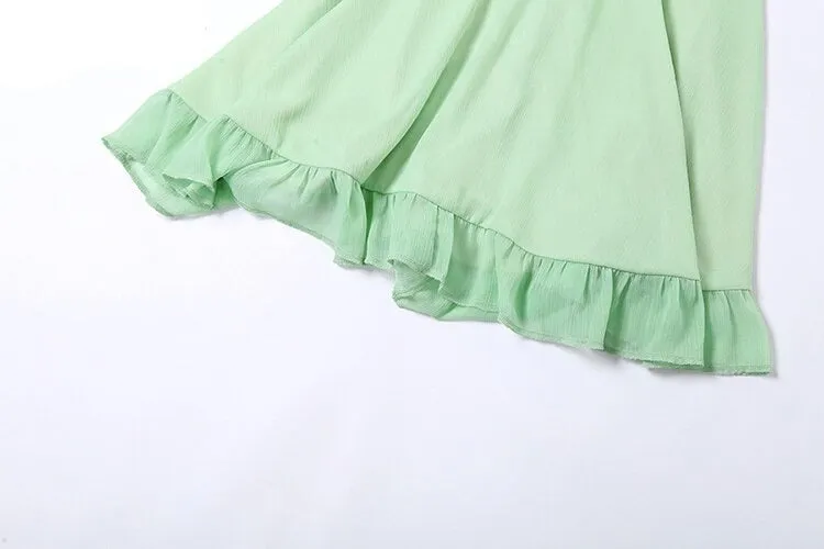 Green Frill Stylish Mini Dress
