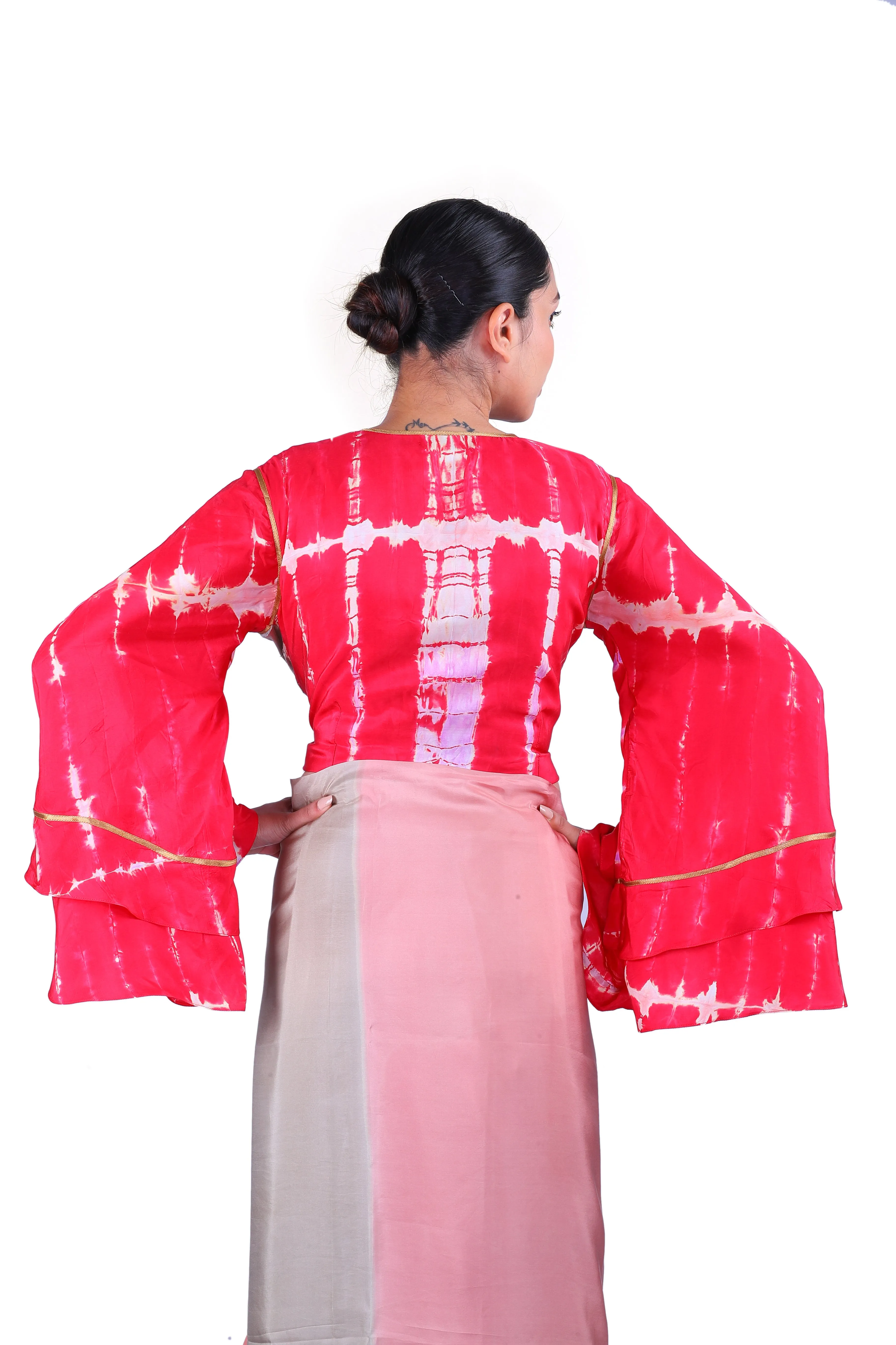 Grey & pink silk Saree
