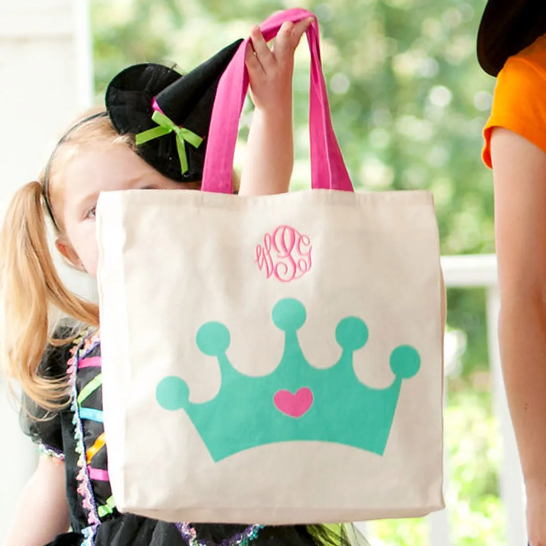 Halloween Trick or Treat Canvas Tote Bag with Crown