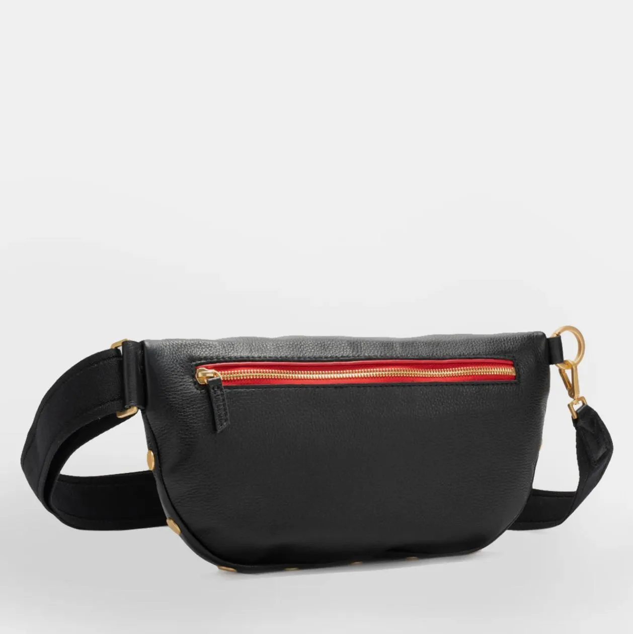 Hammitt Charles Crossbody Large in Black/Brushed Gold Red Zip