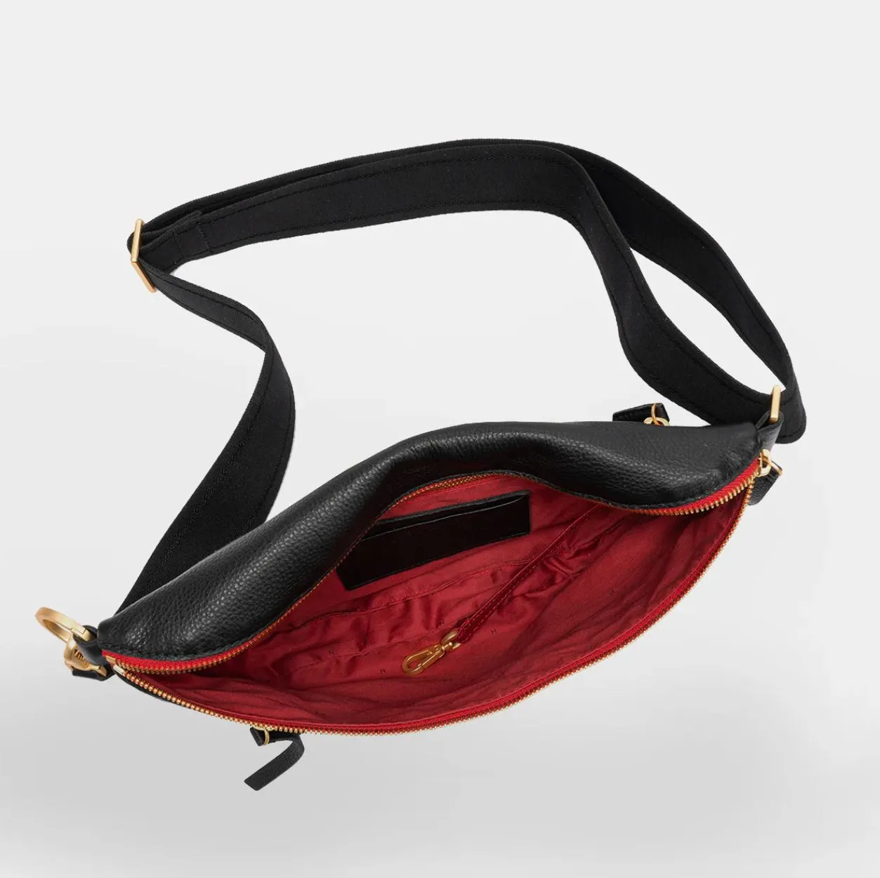 Hammitt Charles Crossbody Large in Black/Brushed Gold Red Zip