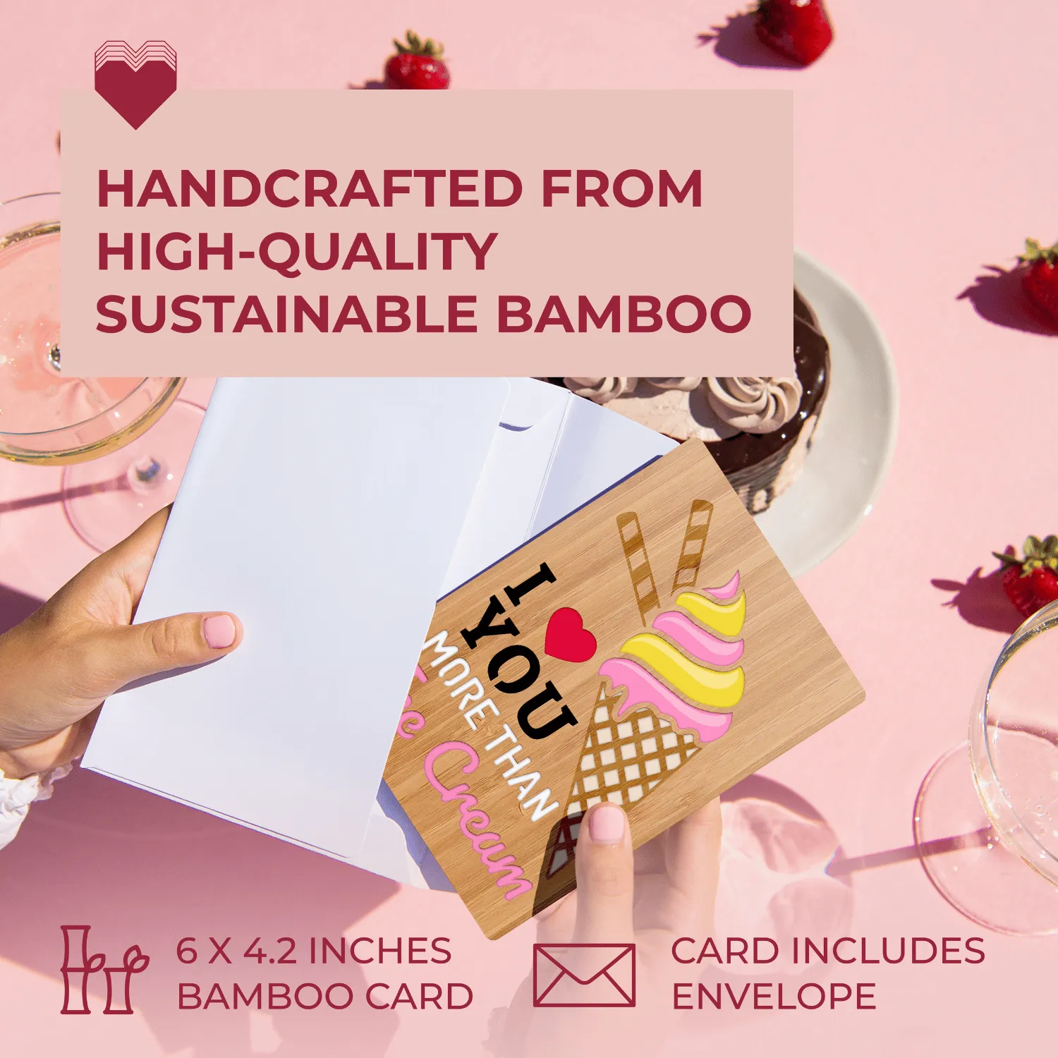 Handcrafted Bamboo Anniversary Cards | Ice Cream
