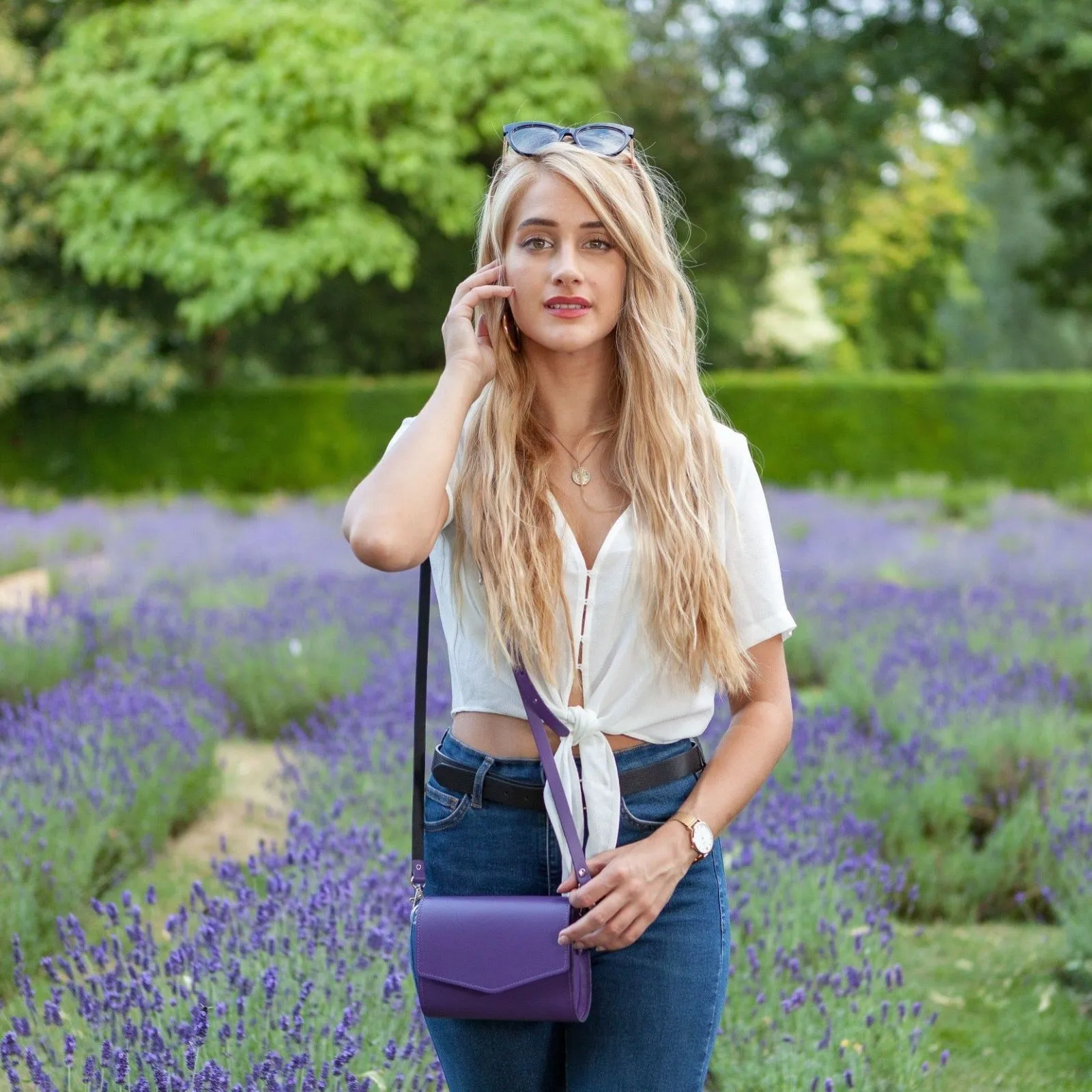 Handmade Leather Clutch Bag - Purple