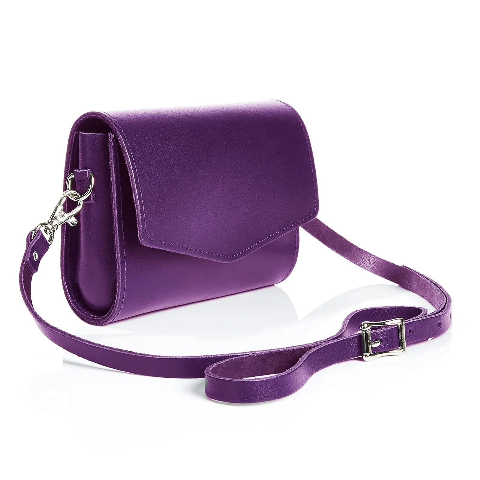 Handmade Leather Clutch Bag - Purple