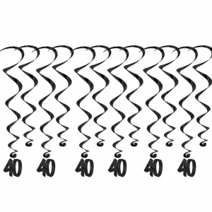 Hanging Swirl Decorations - 40th Birthday 6/pkg.