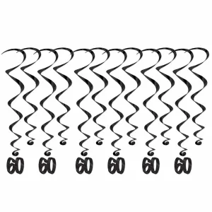 Hanging Swirl Decorations - 60th Birthday 6/pkg.