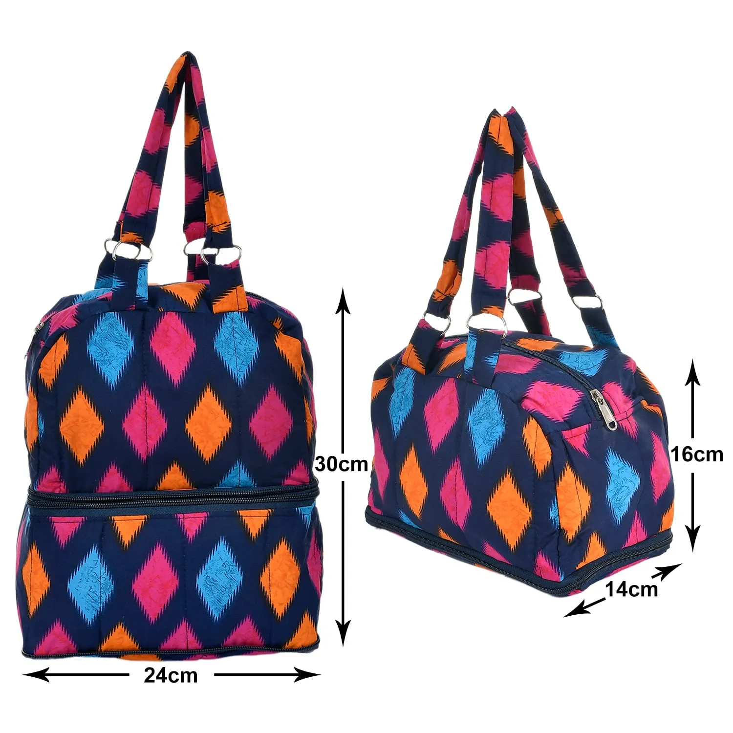 Heart Home Navajo Pattern Everday Use Women Bag for Travel: Shopping: School: Work (Blue)-50HH01148