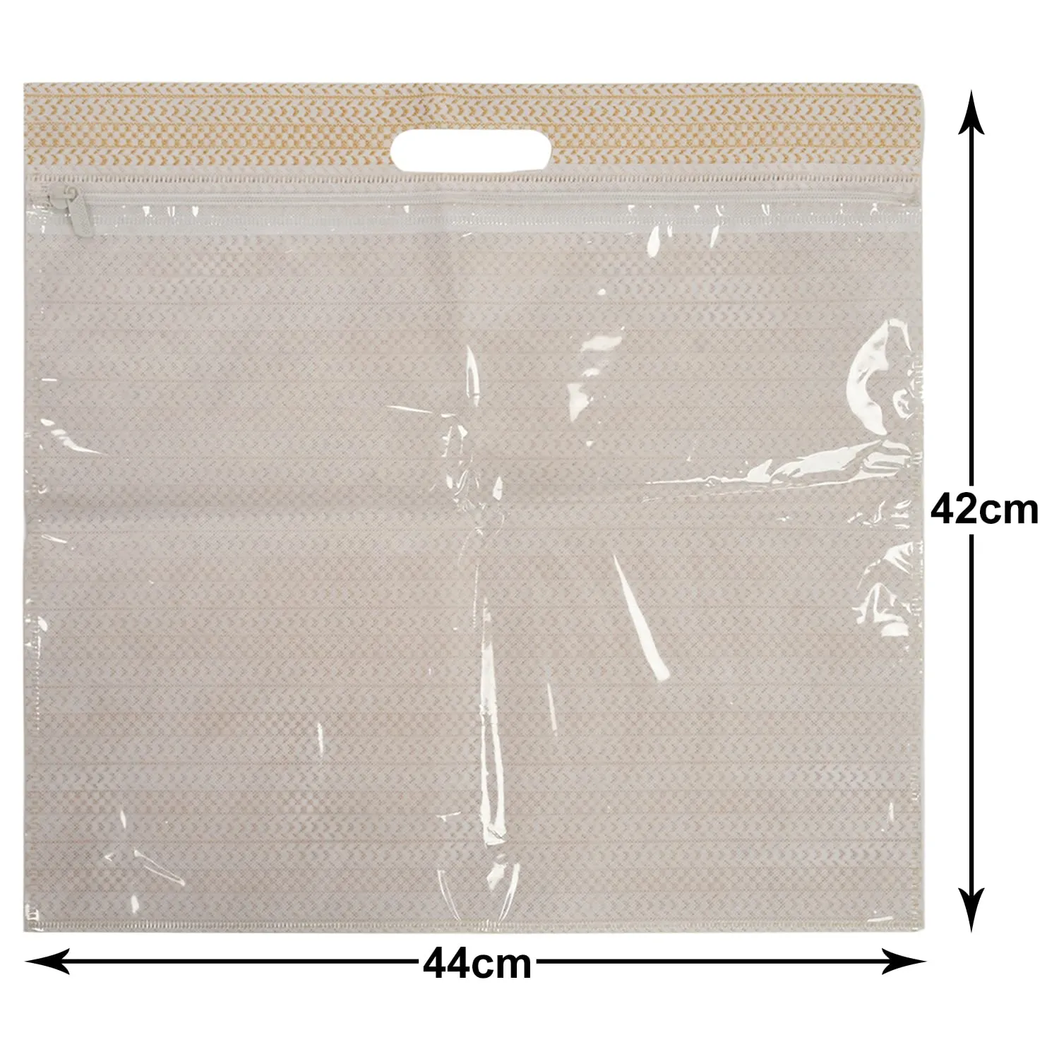 Heart Home Non-Woven Wardrobe Organizer/Gift Bags/Storage Bag For Store Saree, Lehenga, Suit With Transparent Window With Handle- Pack of 12 (Brown)