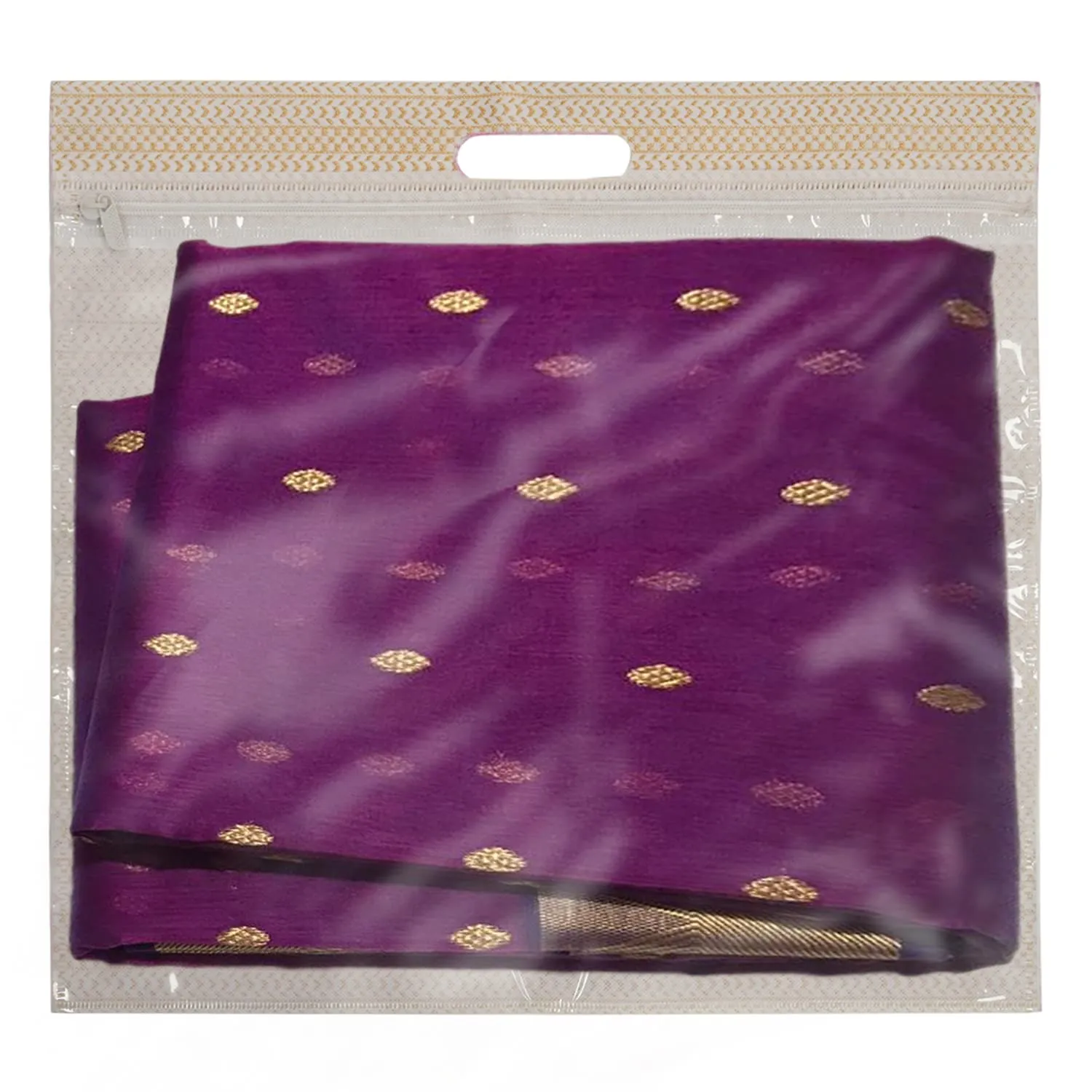 Heart Home Non-Woven Wardrobe Organizer/Gift Bags/Storage Bag For Store Saree, Lehenga, Suit With Transparent Window With Handle- Pack of 12 (Brown)