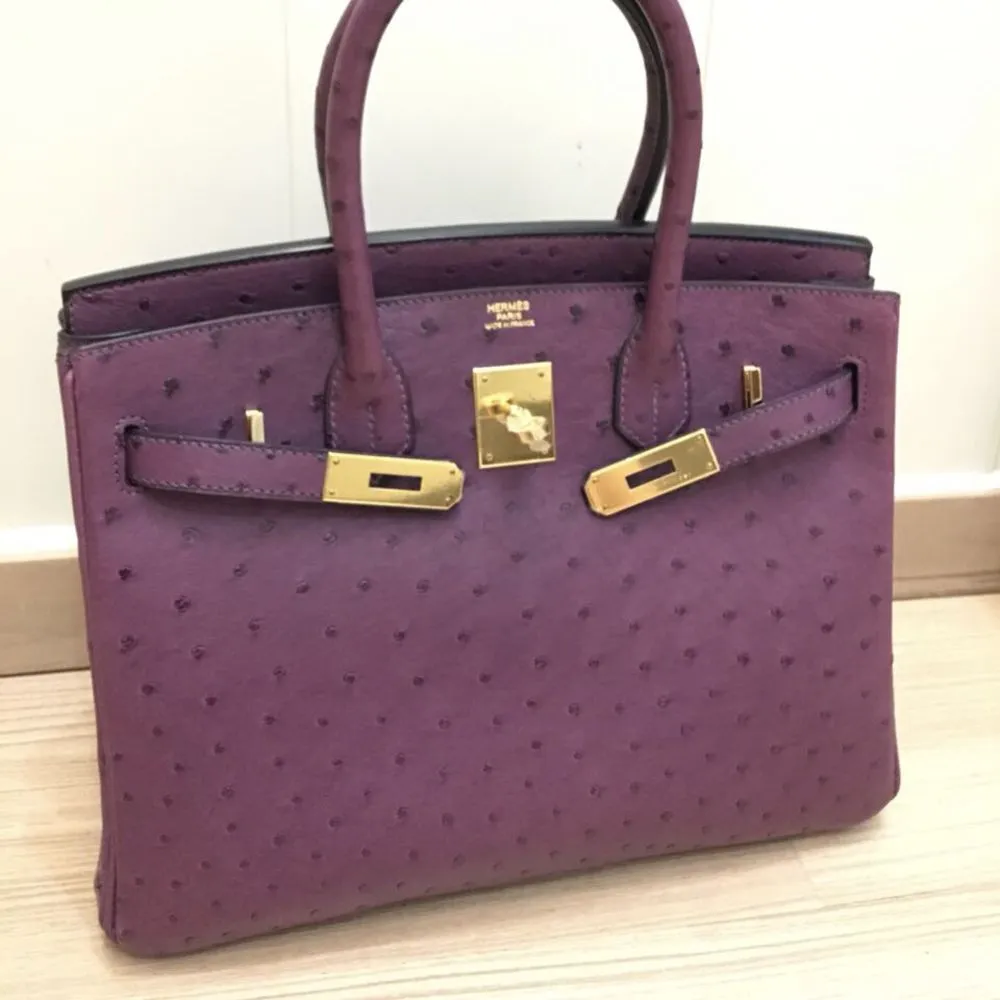 Hermès Birkin 30 Violine Ostrich Gold Hardware GHW