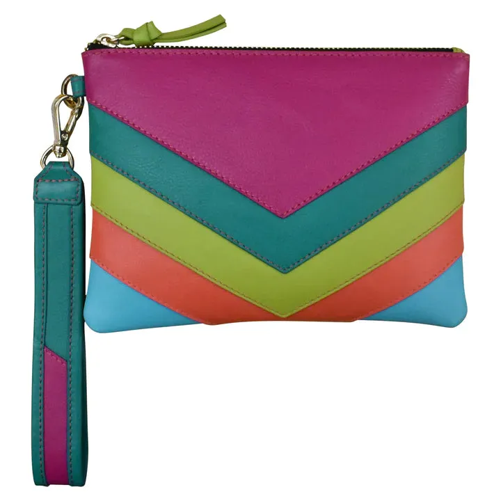 ILI New York Multi Color Top Zip Wristlet 6771