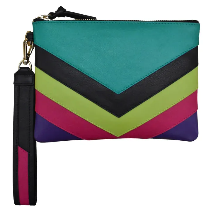 ILI New York Multi Color Top Zip Wristlet 6771
