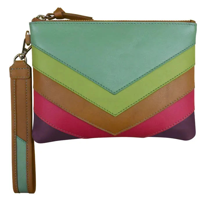 ILI New York Multi Color Top Zip Wristlet 6771