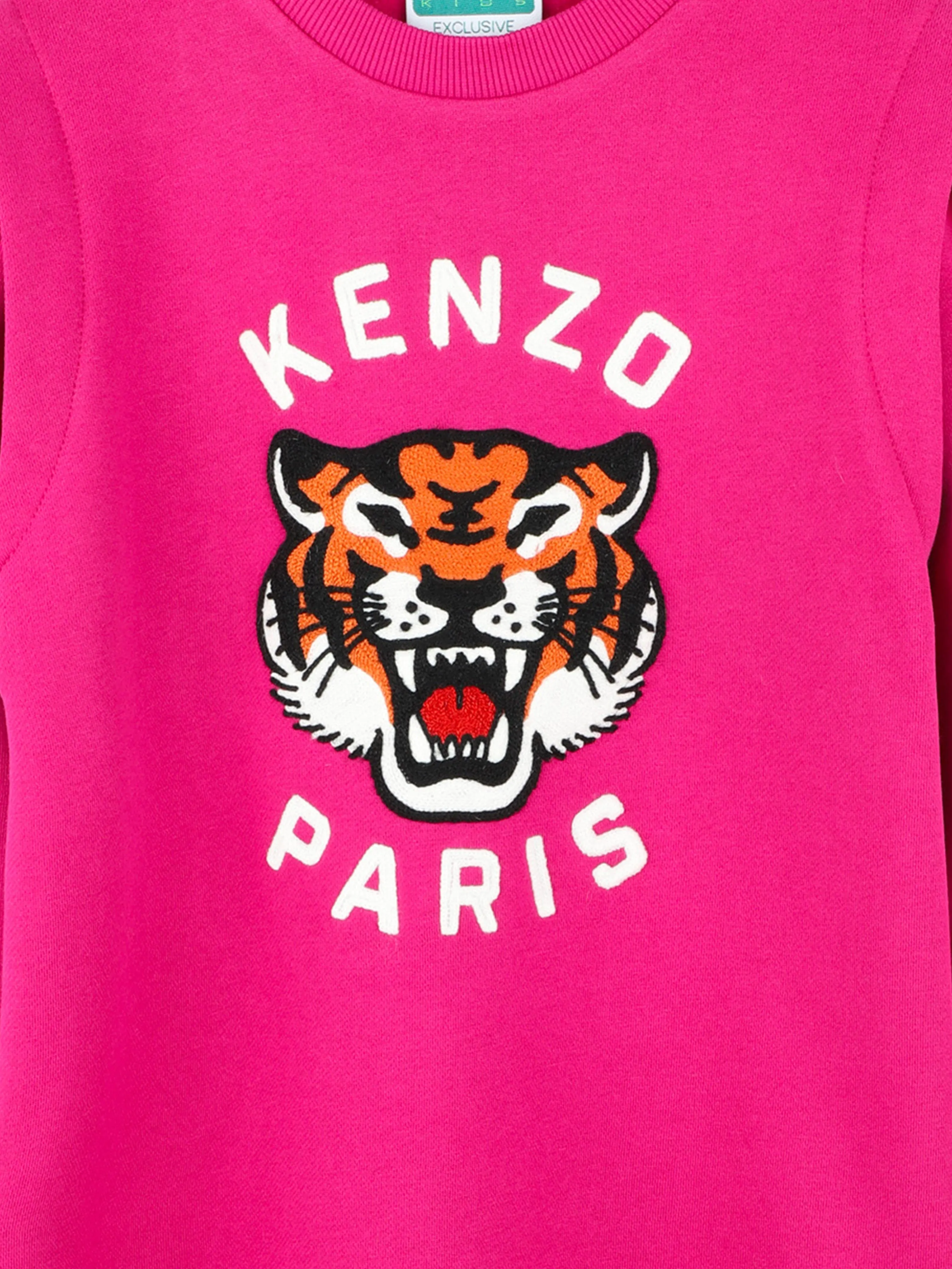 KENZO Girls Tiger Logo Dress in Pink