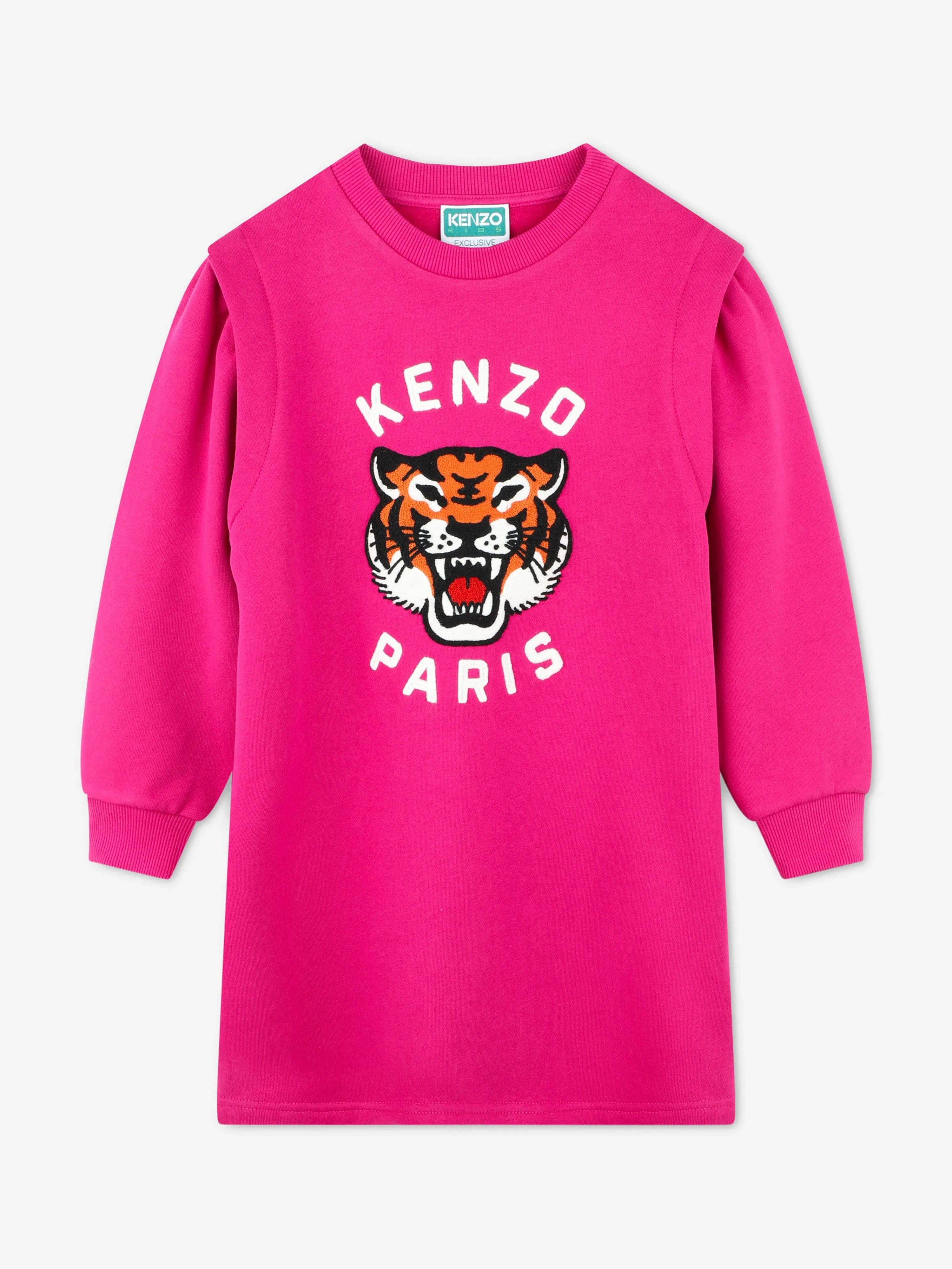 KENZO Girls Tiger Logo Dress in Pink