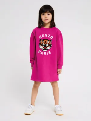KENZO Girls Tiger Logo Dress in Pink